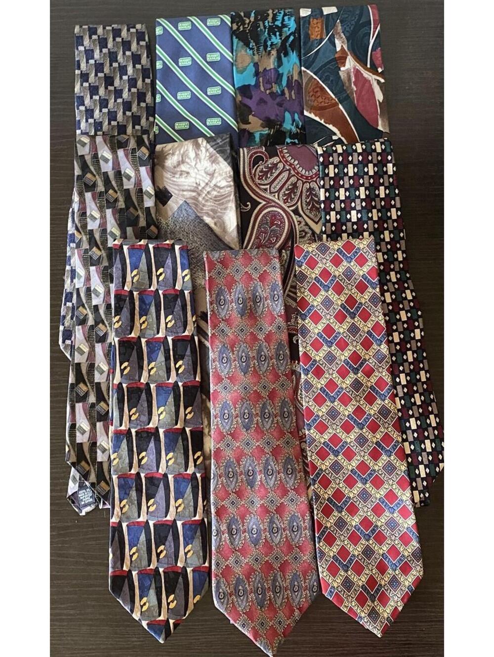 100% All Silk NeckTies Vintage Cocktail Geometric Pattern